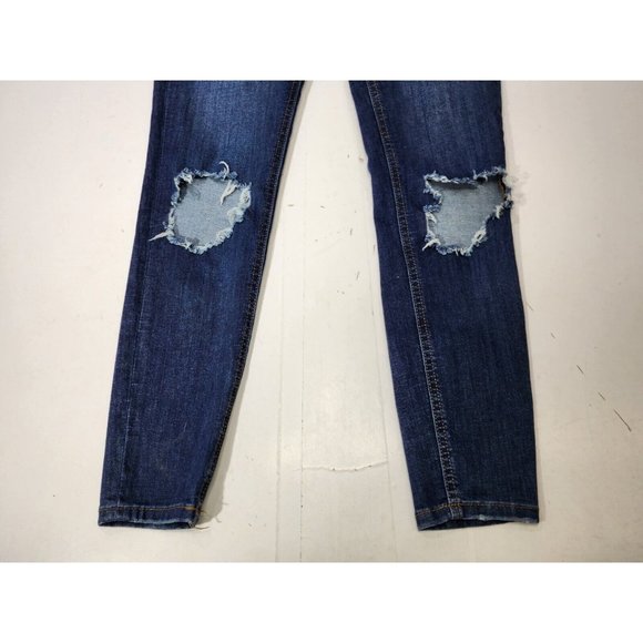 Free People Women Skinny Jeans Blue Dark Wash Distressed 61855-16515125 Size 28R - Picture 3 of 7
